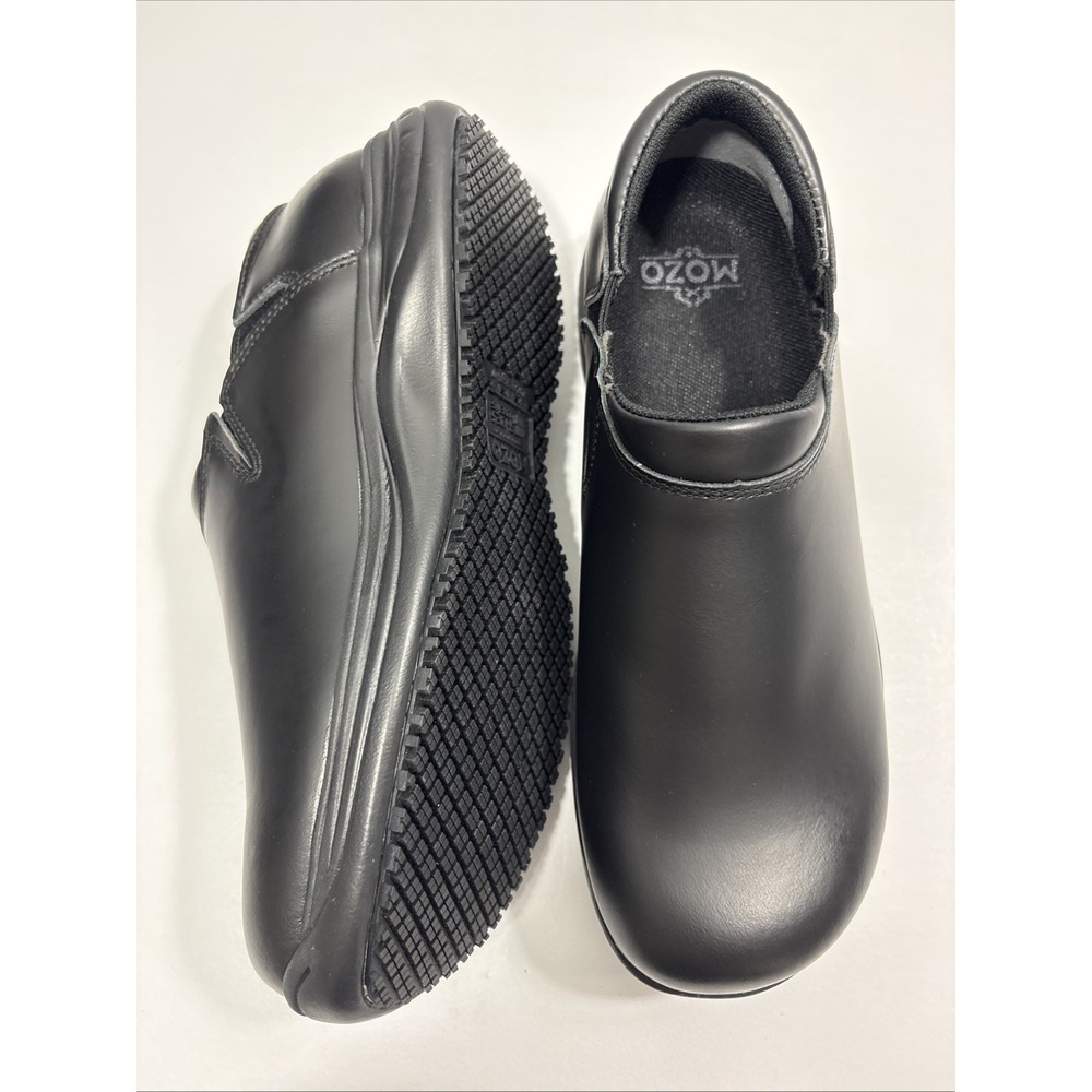 MOZO Forza Men's Slip Resistant Black Leather Chef Clog Work Shoes M43803 7.5